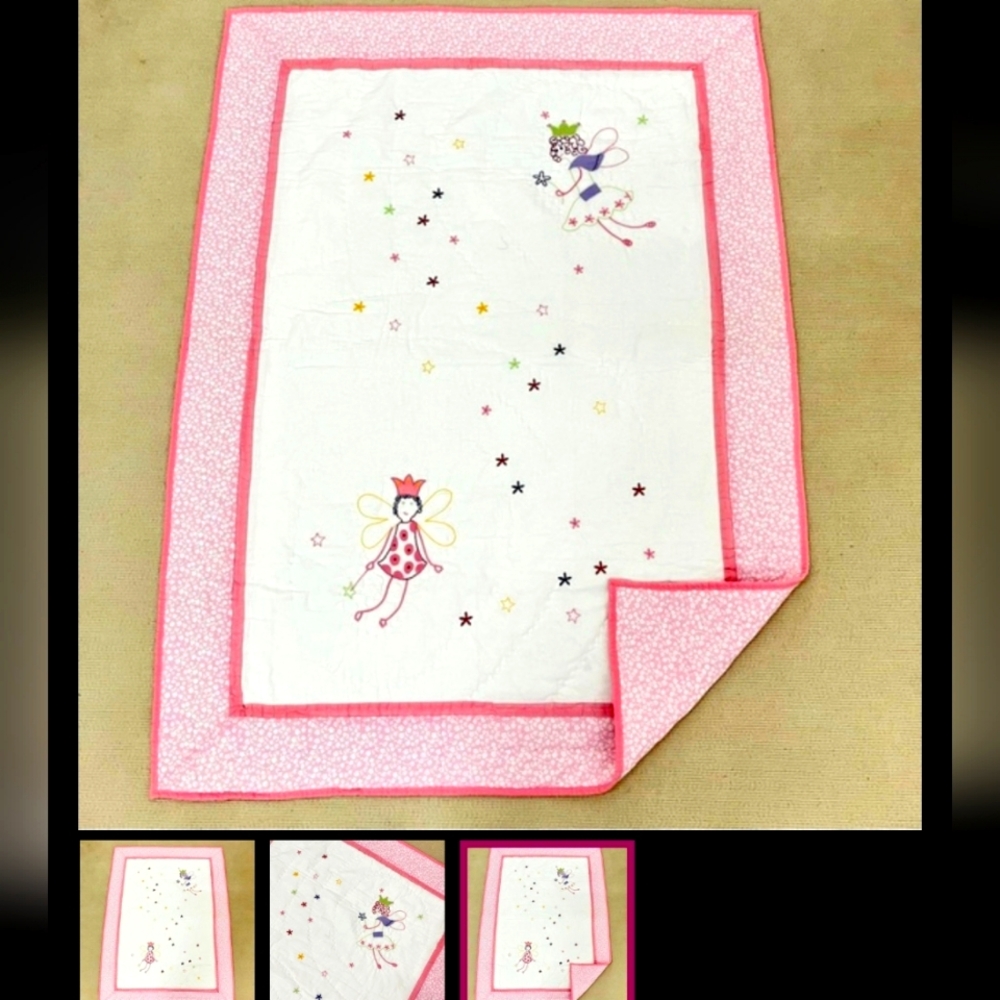 BRAND NEW Fairies Wonderland 100% Cotton pink Baby BLANKET girl